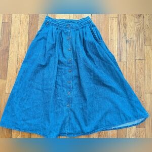 Vtg Denim Sassoon 80s Midi Skirt Full Modest Cottagecore Prairie Western Sz 6
